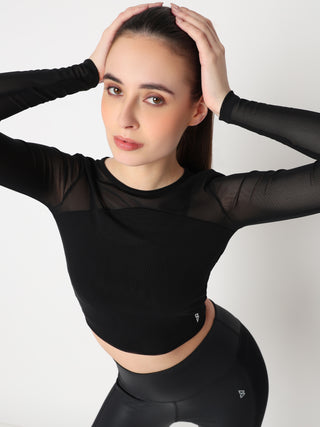 Black Mesh Open Back Tee