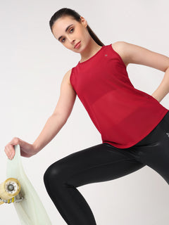 Aurora Red Mesh Open Back Tank