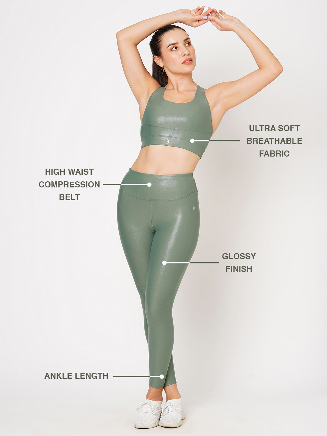 Jade Green Glossy Leggings BODD ACTIVE
