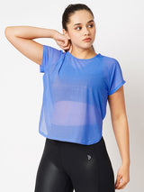 Vista Blue All Mesh Sheer Tee