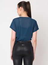 Crystal Teal Tie-up Mesh Tee