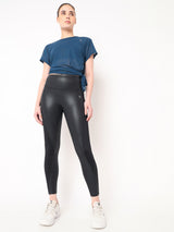 Crystal Teal Tie-up Mesh Tee