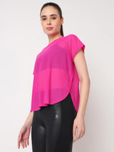 Hot Pink All Mesh Sheer Tee