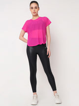 Hot Pink All Mesh Sheer Tee