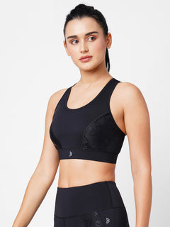 Black Marble Sports Bra