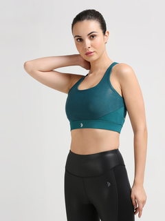 Challenge Accepted Green Glossy Sports Bra