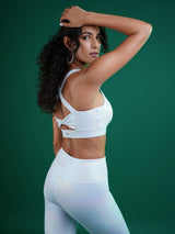 White Holo Twisty Back Sports Bra BODD ACTIVE