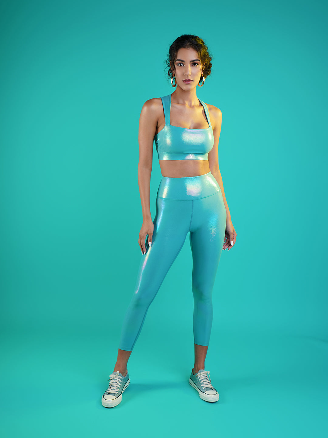 Teal Holo Leggings BODD ACTIVE