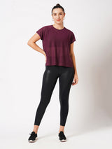 Plum Overlapping Mesh Tee BODD ACTIVE
