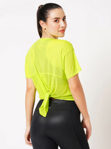 Neon Tie-Up Mesh Tee