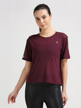 Wine Open Back Mesh Tee