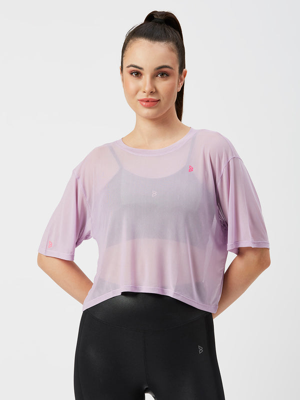 Just Wanna Have Fun Lavender Mesh Tee