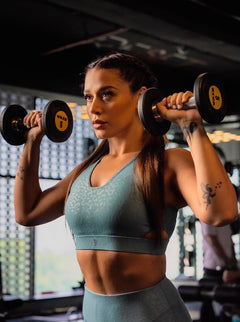 Teal Embossed Mesh Cut Out Sports Bra