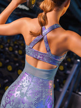 Functional Teal Metallic Snakeskin Bodysuit BODD ACTIVE