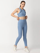 Power Blue Ribbed High Rise Leggings BODD ACTIVE