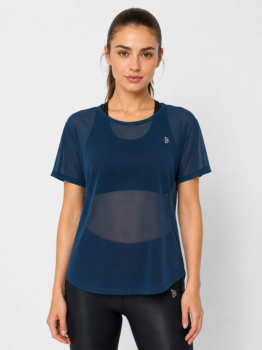 Crystal Teal Overlapping Mesh Tee