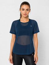 Crystal Teal Overlapping Mesh Tee