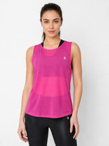 Pink Rouched Mesh Tank