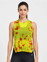 Neon Tie-Dye Overlapping Mesh Tank