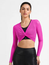 Pink Long Sleeve Mesh Cover Up