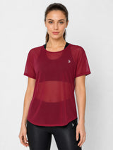 Aurora Red Overlapping Mesh Tee