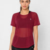 Aurora Red Overlapping Mesh Tee