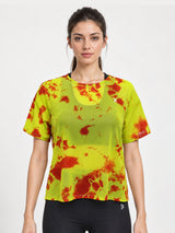 Neon Tie-Dye Tie-Up Mesh Tee