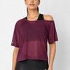 Wine Off-Shoulder Mesh Tee