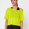 Neon Off-Shoulder Mesh Tee