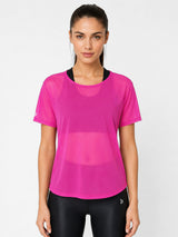 Pink Twisty Back Mesh Tee