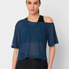 Crystal Teal Off Shoulder Mesh Tee