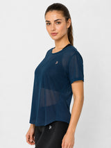 Crystal Teal Overlapping Mesh Tee