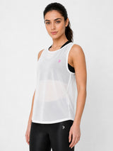 White Rouched Mesh Tank