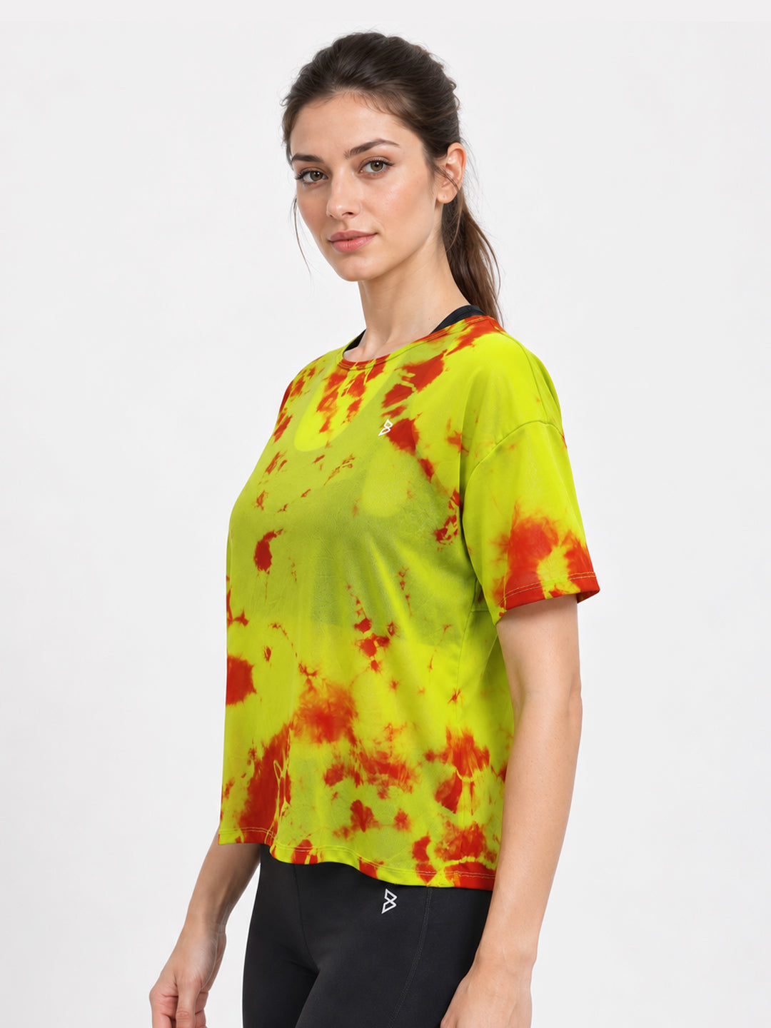 Neon Tie-Dye Tie-Up Mesh Tee