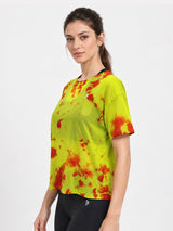 Neon Tie-Dye Tie-Up Mesh Tee