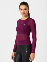 Wine Mesh Long Sleeve Tee