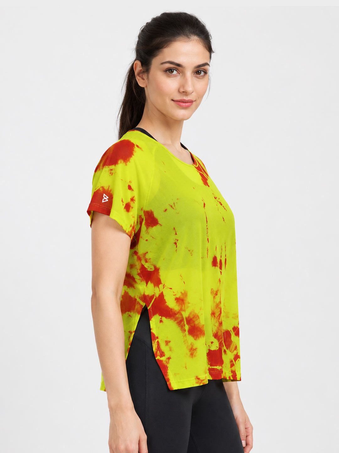 Neon Tie-Dye Overlapping Mesh Tee