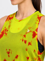 Neon Tie-Dye Overlapping Mesh Tank