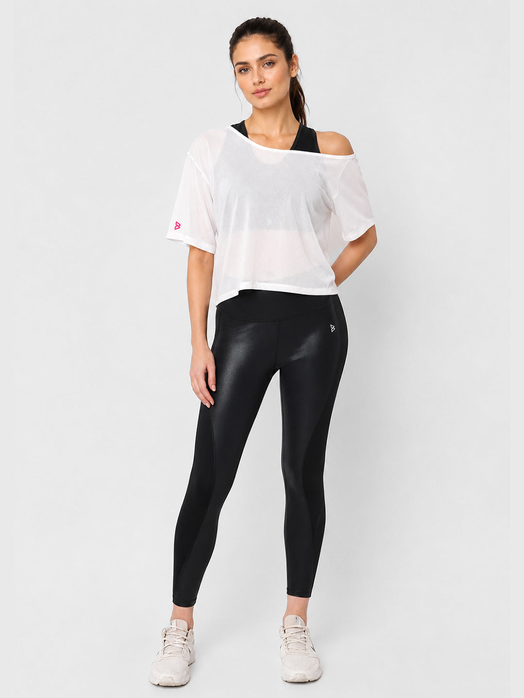 White Off-Shoulder Mesh Tee