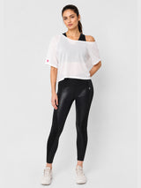 White Off-Shoulder Mesh Tee