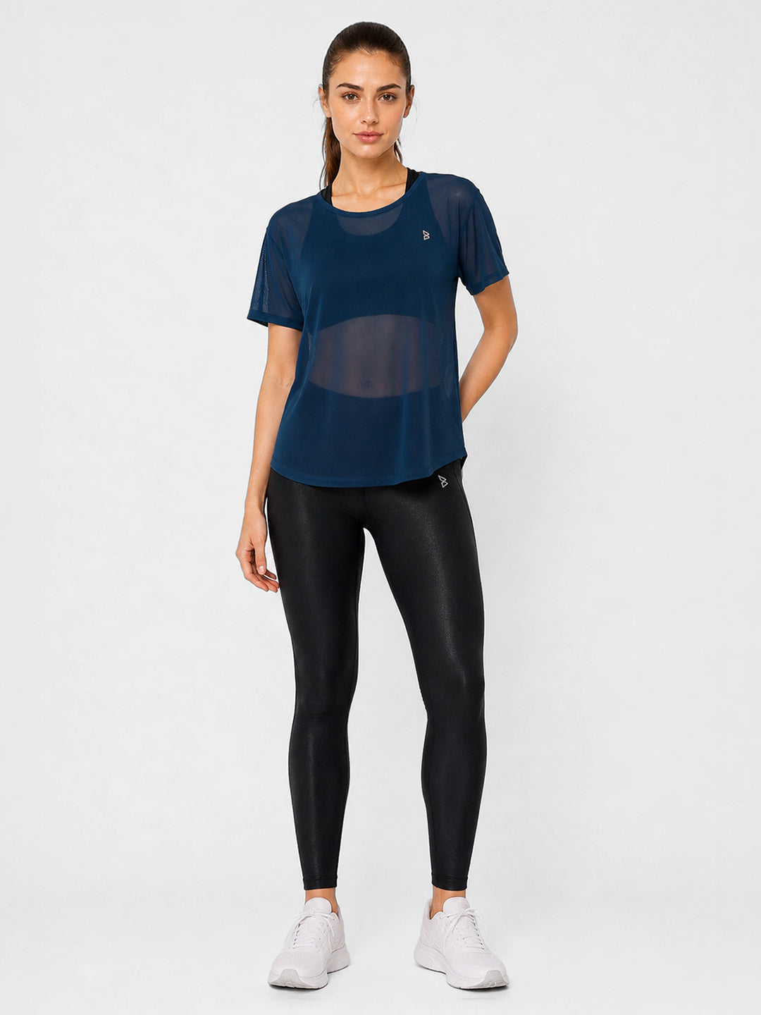 Crystal Teal Overlapping Mesh Tee