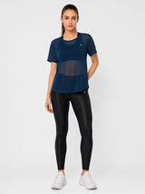 Crystal Teal Overlapping Mesh Tee