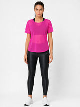 Pink Twisty Back Mesh Tee