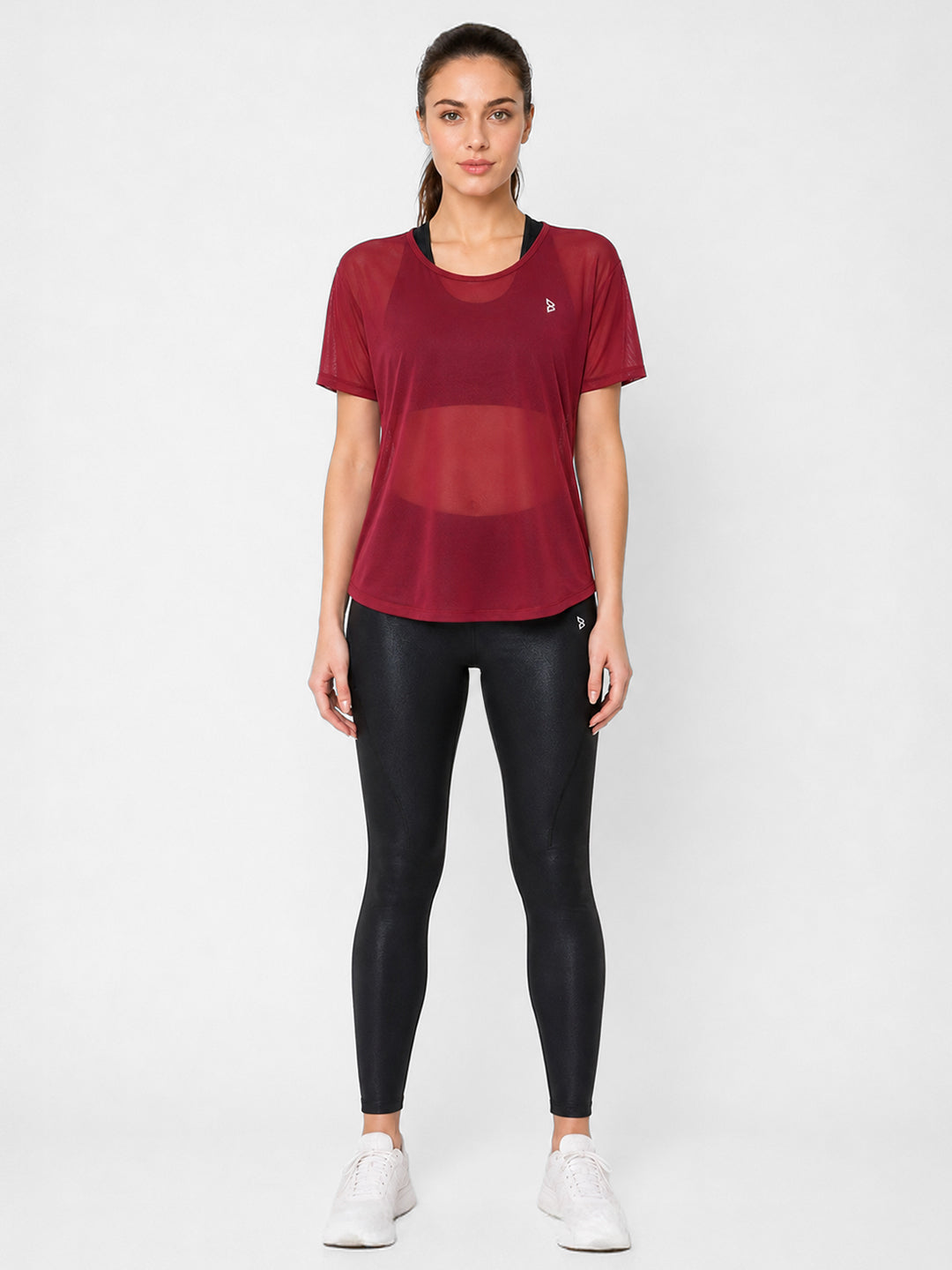 Aurora Red Overlapping Mesh Tee