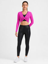 Pink Long Sleeve Mesh Cover Up