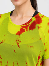 Neon Tie-Dye Overlapping Mesh Tee
