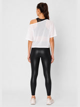 White Off-Shoulder Mesh Tee