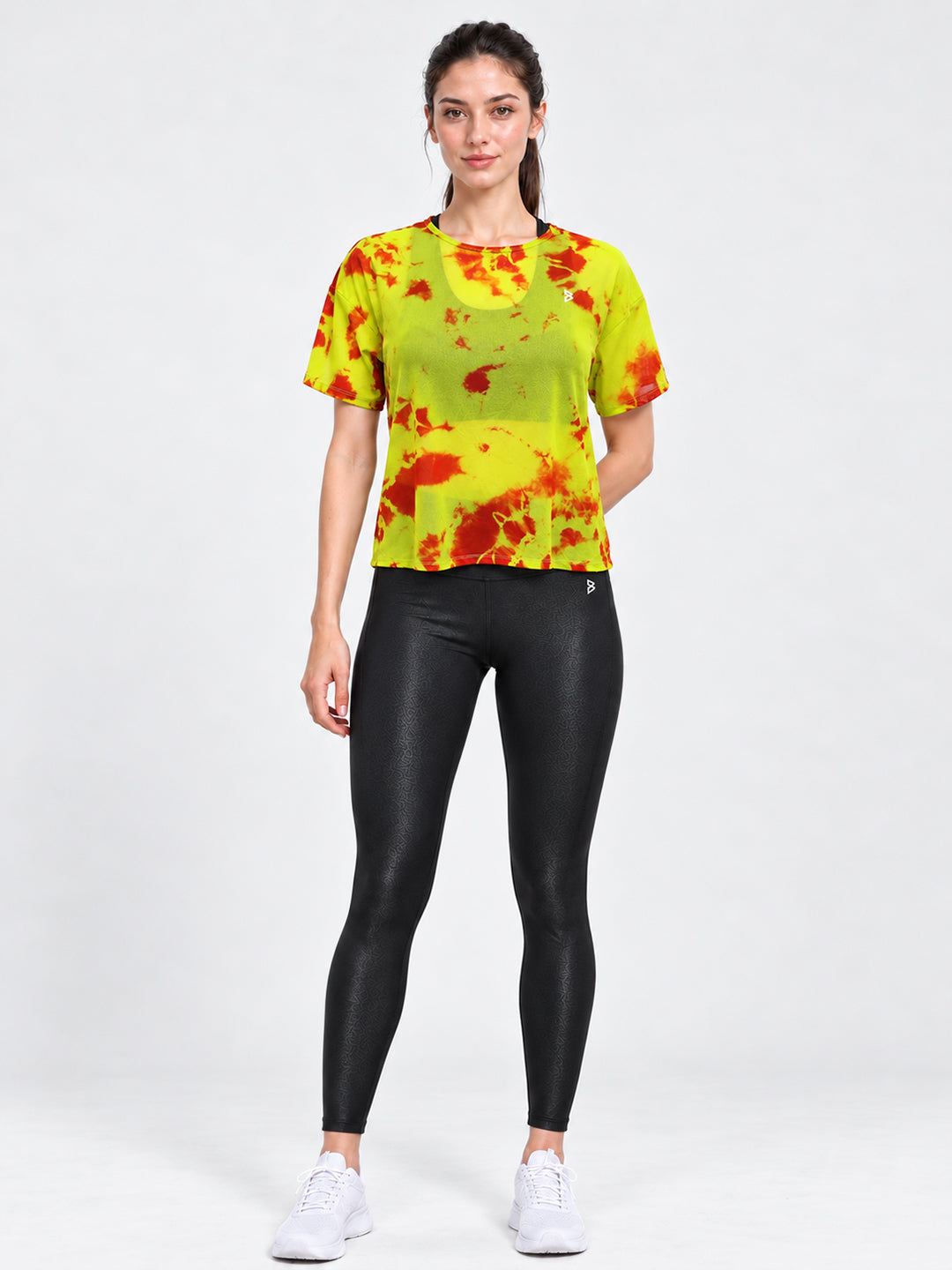 Neon Tie-Dye Tie-Up Mesh Tee