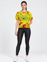 Neon Tie-Dye Tie-Up Mesh Tee