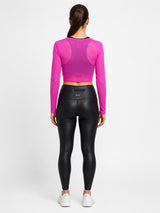 Pink Long Sleeve Mesh Cover Up